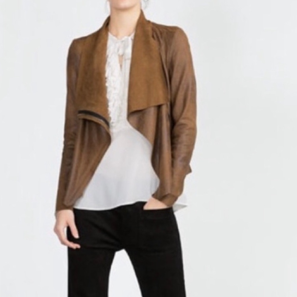 ZARA faux suede wrap jacket